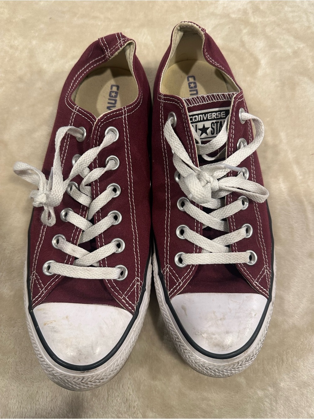 Converse Low Top Sneakers - maroon Canvas with White Detailing